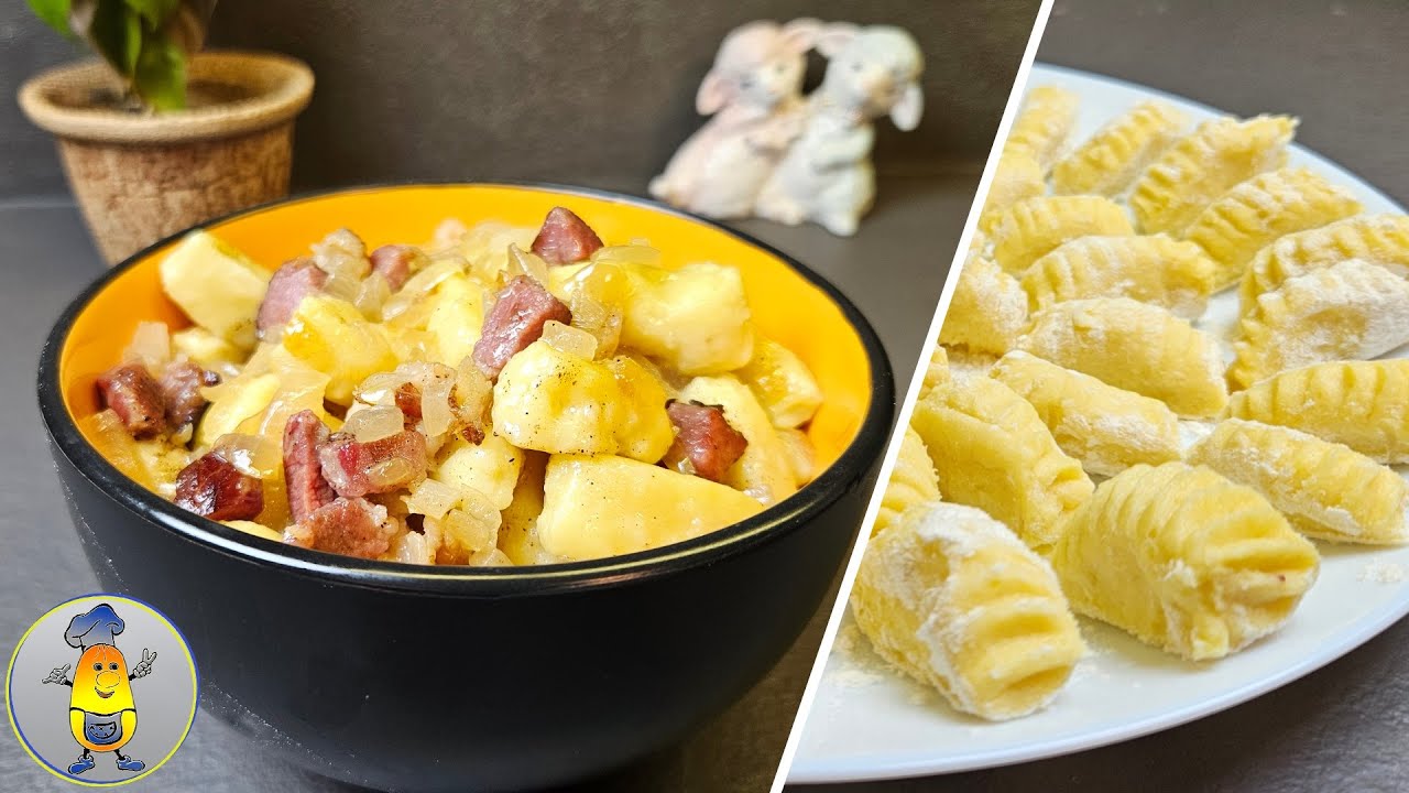 Gnocchi di patate ondulati con pancetta croccante e cipolla