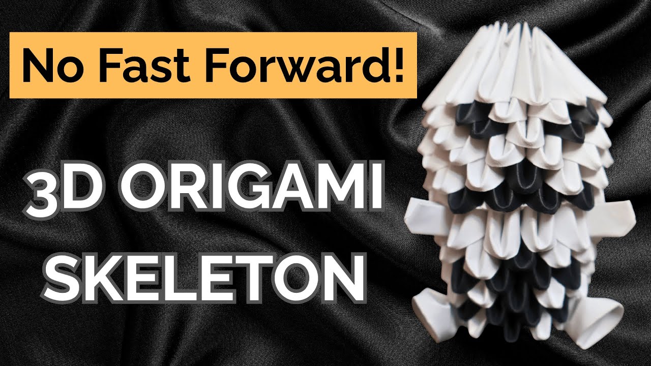 3D Origami Skeleton (Real Time) – Easy Halloween Paper Craft Tutorial