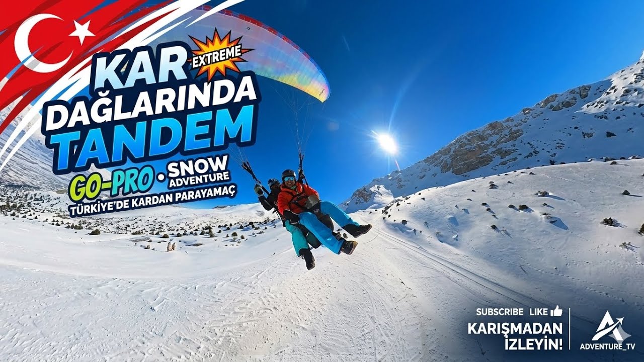 Erzincan Yamaç Paraşütü: Kar Dağlarında Adrenalin Dolu Tandem Uçuşu #adrenalin #macera #viral 