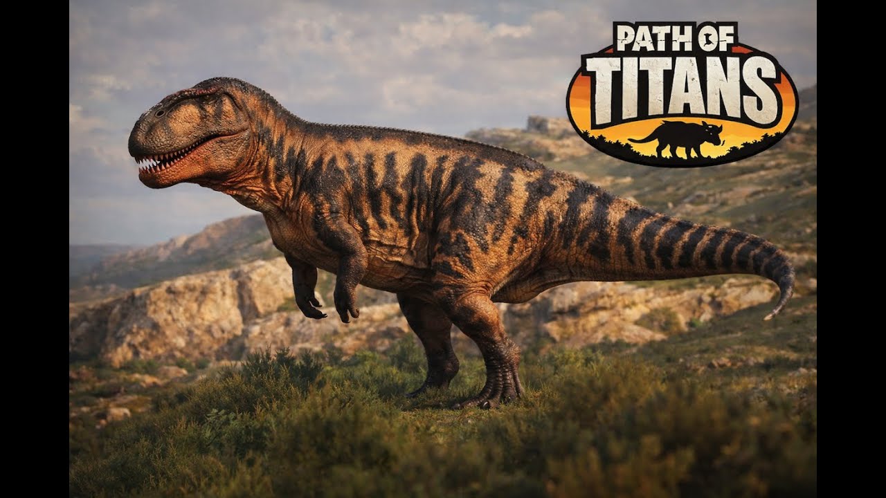 Carcharadontosaur hunting sauropod in Path of Titans