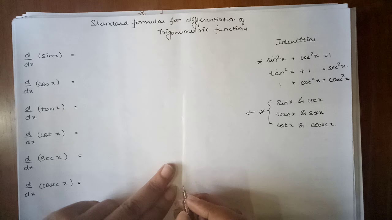 Differentiation of trigonometric functions