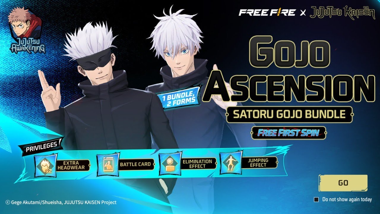 Free fire X jujutsu kaisen gojo satguru bundle