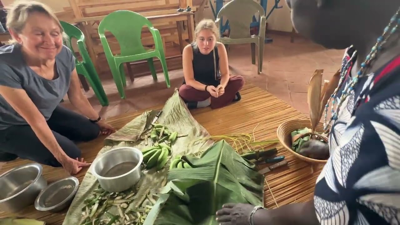 Making matoke at a women's co-op in Uganda