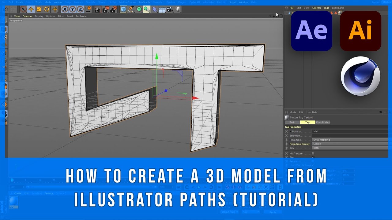 How to Create a 3D Model from Illustrator Paths in Cinema 4D and Export to Element 3D (Tutorial)
