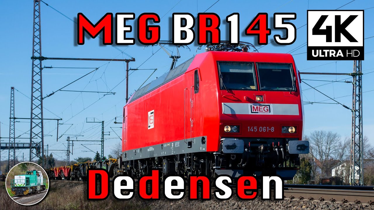 [4K] MEG 145 061 with empty containers passes Dedensen/G&uuml;mmer!
