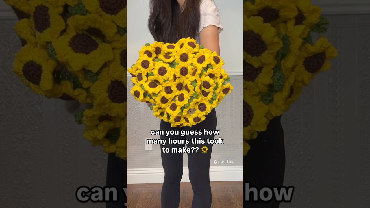 crocheting a sunflower BOUQUET BLANKET! can you guess how many hours this took to make? #crochet