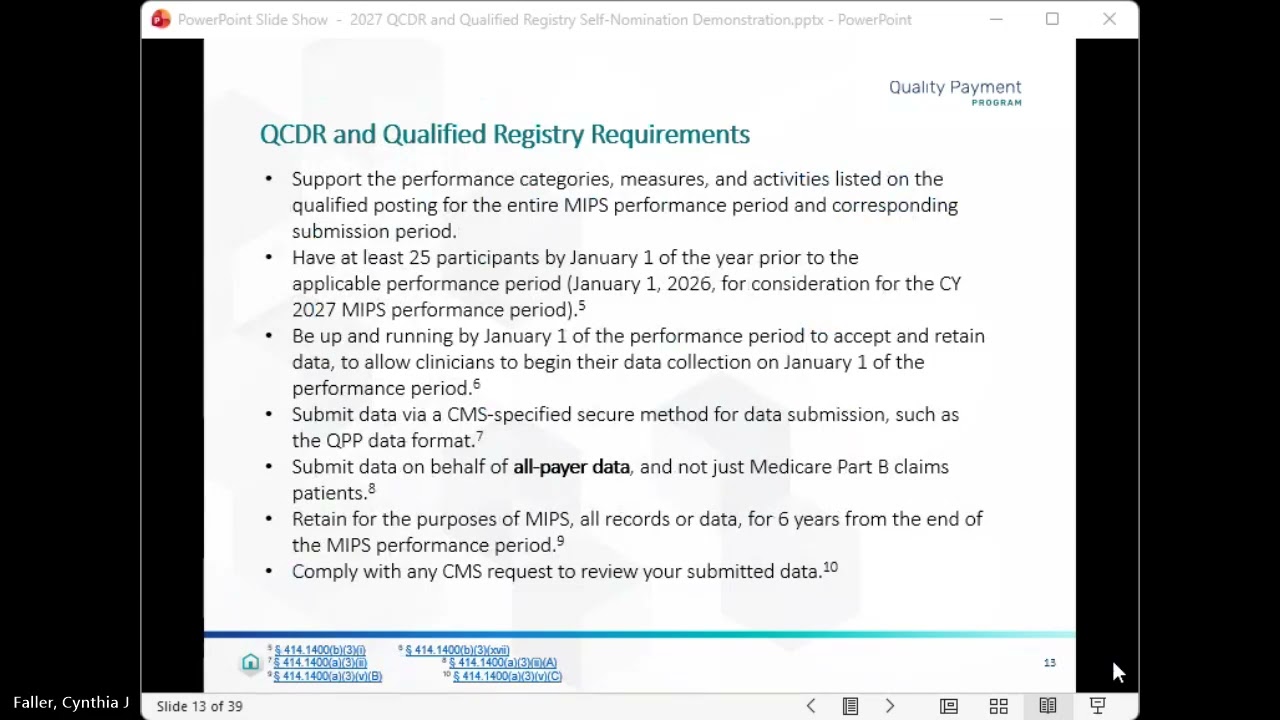 2027 Self-Nomination and QCDR Measure Submission Demonstration