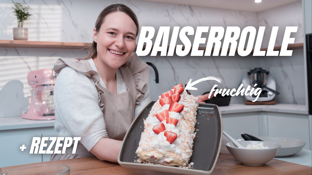 🌸 Die fluffigste Baiserrolle – Himmlische Erdbeerwolke mit Vanillecreme & Erdbeeren 🍓🍰Zart & lecker!