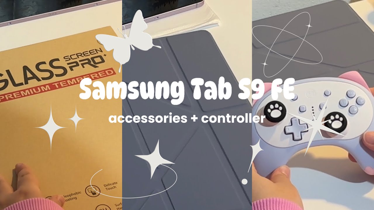 Samsung Galaxy Tab S9 FE Accessories🩷 Aesthetic Unboxing | Screen Protector | Case | IINE Controller