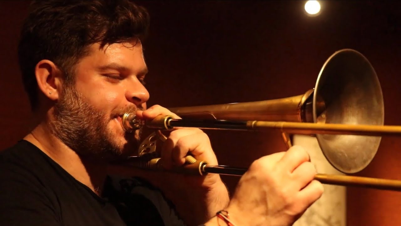 Antonis Andreou tests the B.A.C. Elliot Mason Trombone