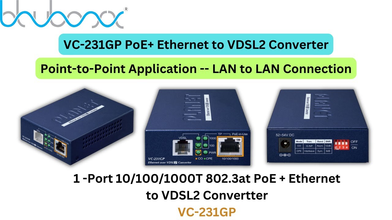 VC-231GP PoE+ Ethernet to VDSL2 Converter
