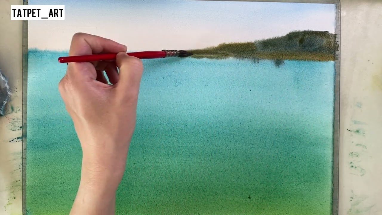 Урок акварели - море, волны / watercolor tutorial waves on the sea