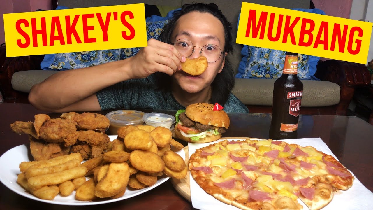 SHAKEY'S HAWAIIAN PIZZA, MOJOS, FRIED CHICKEN, MOZZARELLA STICK & BAAAD BURGER MUKBANG