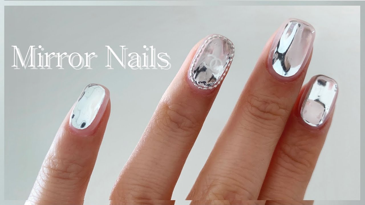 [셀프네일](ENG) 웬만한 풀스톤보다 화려한 미러네일/Mirror nails/chrome nails/silver nails/selfnail/korean nail /짧은손톱네일