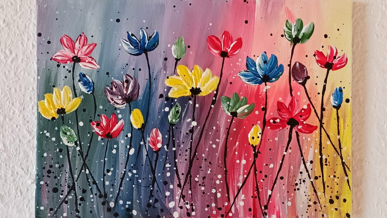 Blumen Bunt und Farbenfroh Malen Acryl für Anfänger - Flowers Colorful Acrylic Painting Beginners