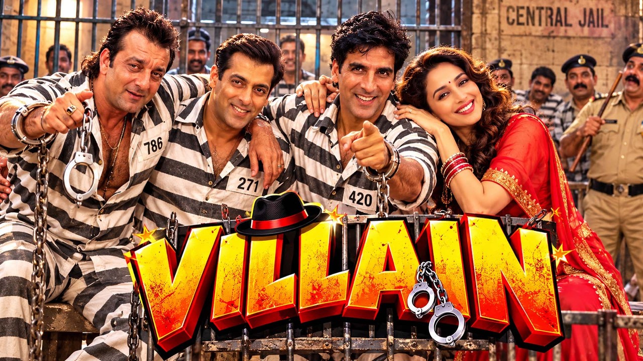 Villain   SanjayDutt, Akshay kumar ,Salmaan Khan , Madhuri dixxit , theme jail| Bollywood Comedy