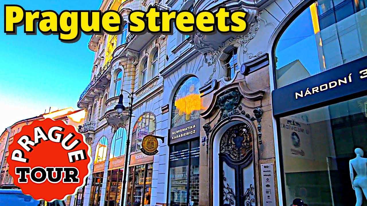 Prague streets (Na Perštýně, Street). Walking tour of Prague, Czech Republic.#asmr