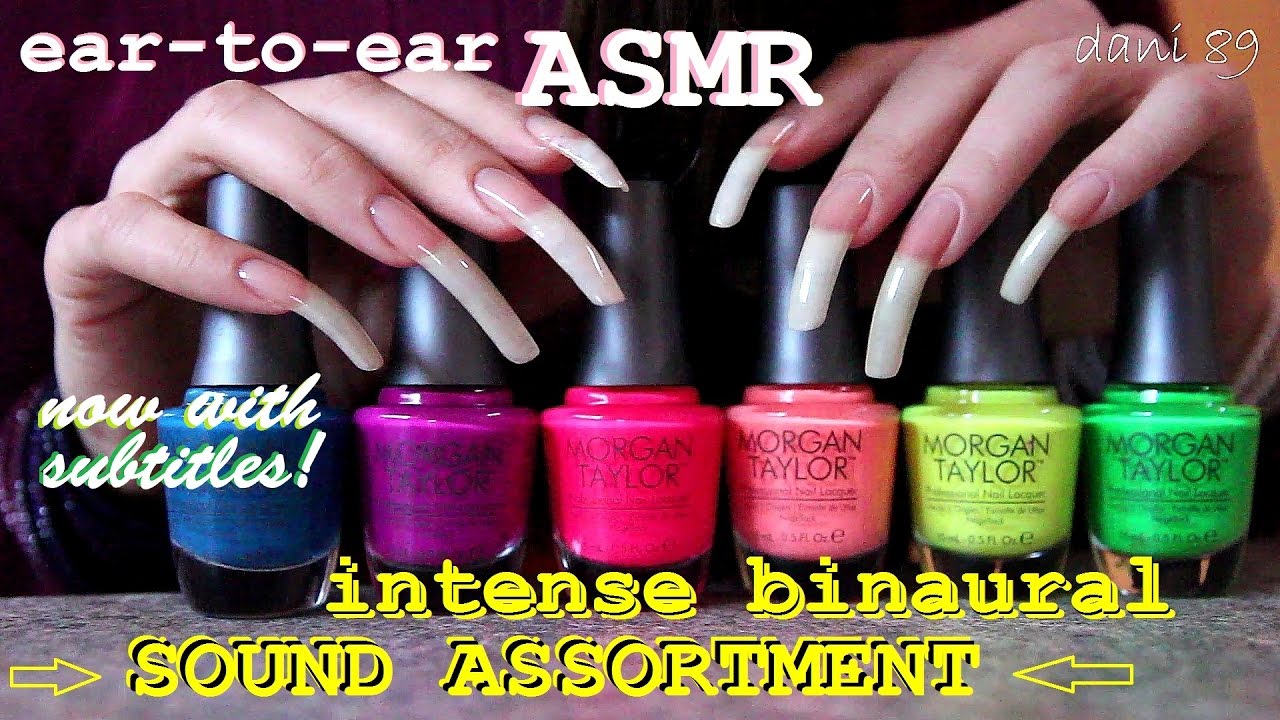🎧 intense ASMR👂 Show & tell (SOFT whispering ♥ EARtoEAR) NEON nail polishes! 💤 ↬ SO TINGLY! ↫ 👀