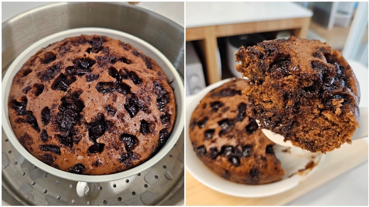 Steamed double chocolate banana cake