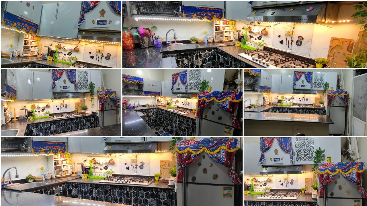 جولة🌜بفرش رمضان✨ في مطبخي+اقوه💪تنظفات 🧼🫧للمطبخ بالكمل 🪣🧹بدون مجهود