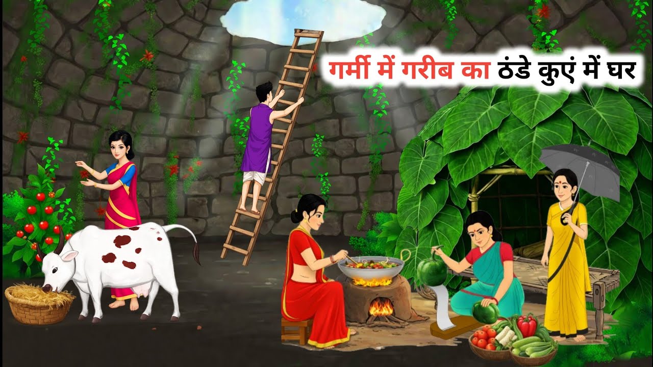 गर्मी में गरीब का ठंडे कुएं में घर | cartoon Story | hindi kahaniyan | cartoon | Moral Stories