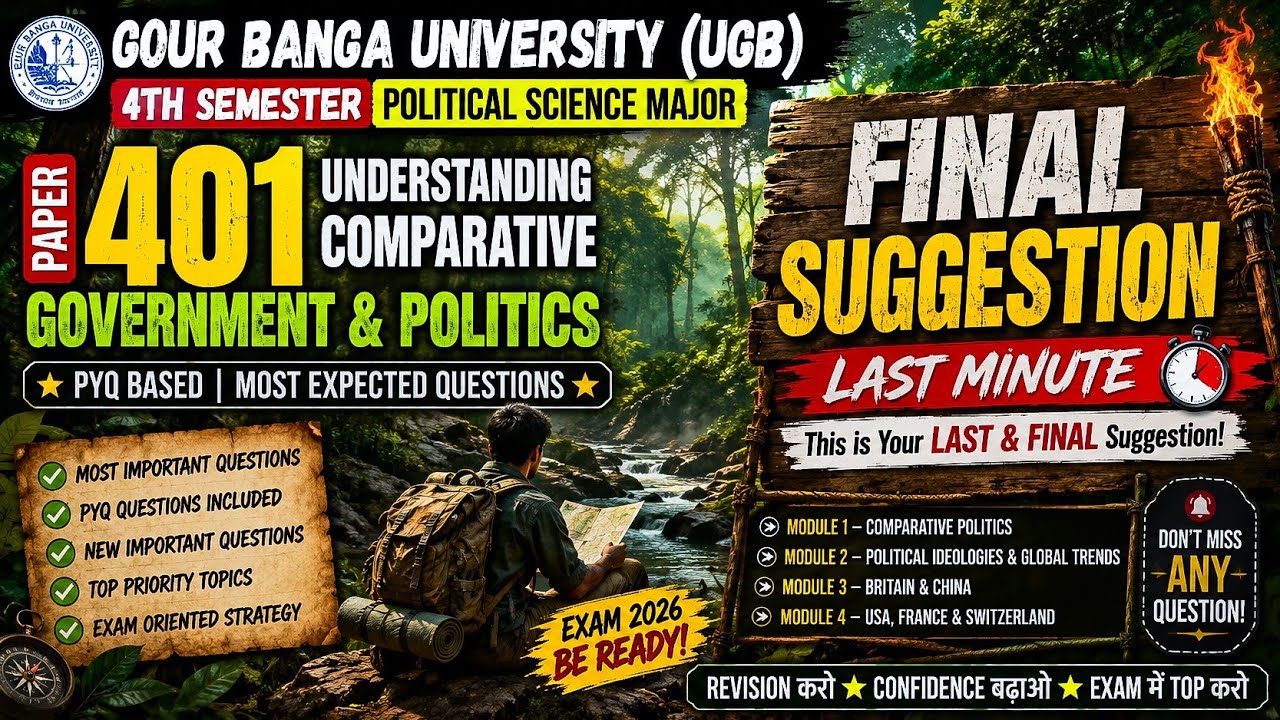 UGB Political Science Major 401 Final Suggestion 2026 | Gour Banga University 4th Semester