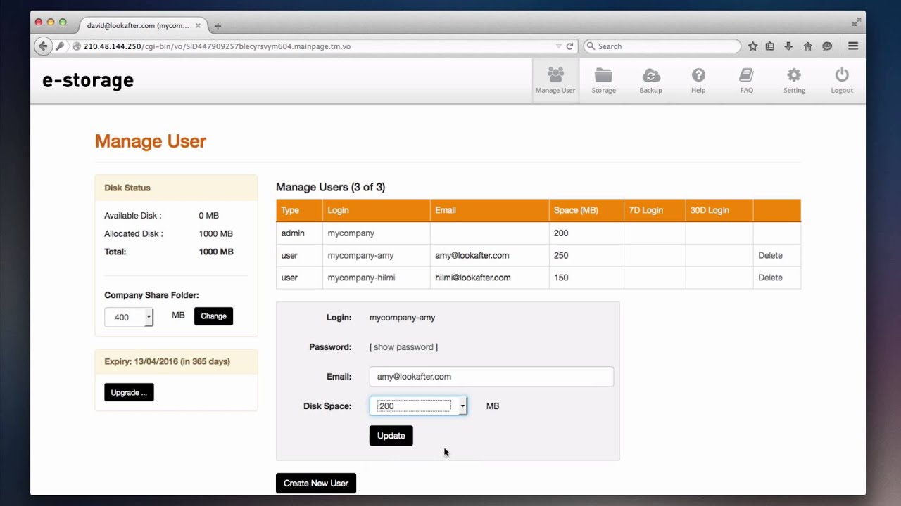 Managing users (Administrator)