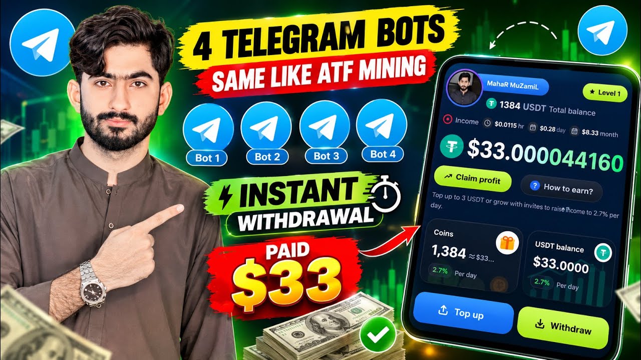 4 Telegram Bots Like ATF Mining 🚨 | Instant Withdrawal Proof