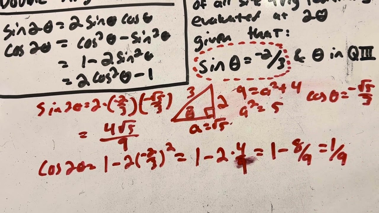 Finding exact values using the double angle formulas