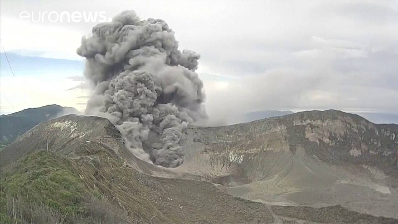 Costa Rica's Turrialba volcano sends plumes of smoke into the air