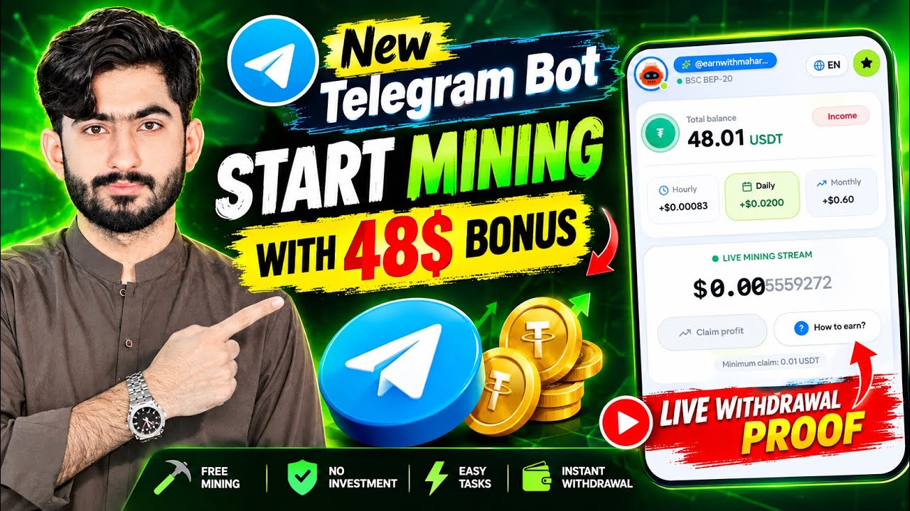 New Telegram Bot Like ATF Mining 🚨 | Instant Withdrawal Proof in Video 