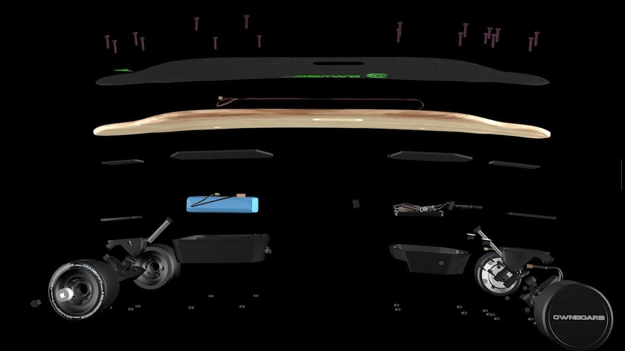 WHAT INSIDE OF OWNBOARD ELECTRIC SKATEBOARD?--Engineering renderings video