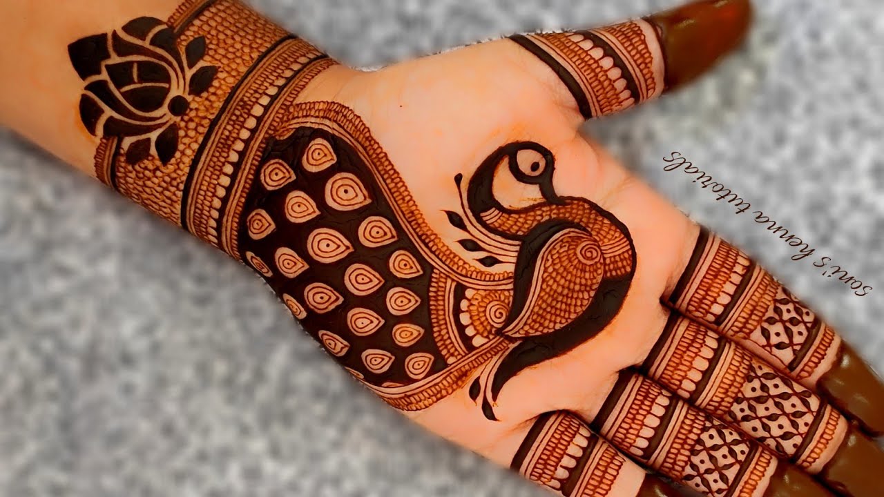 Lotus and peacock mehndi design | Beautiful mehndi design | Easy front hand mehndi design | mehandi