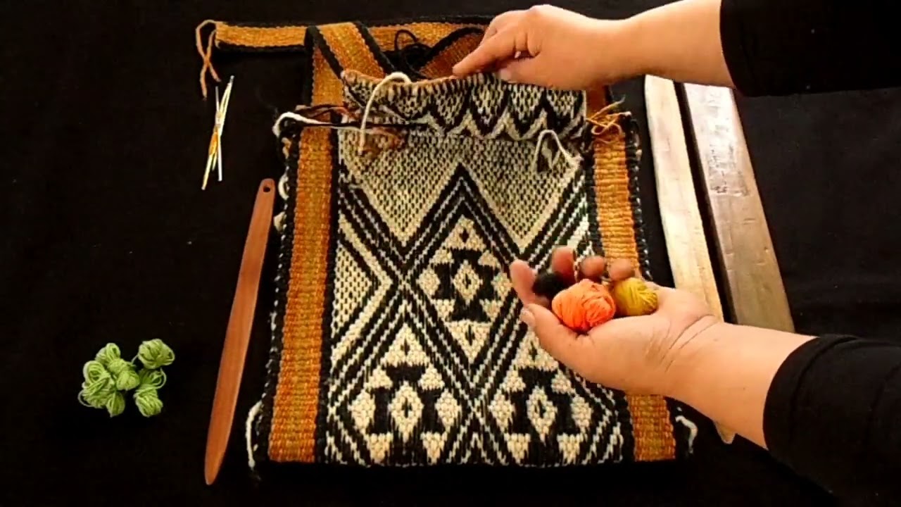 telar mapuche, taller morral 1p