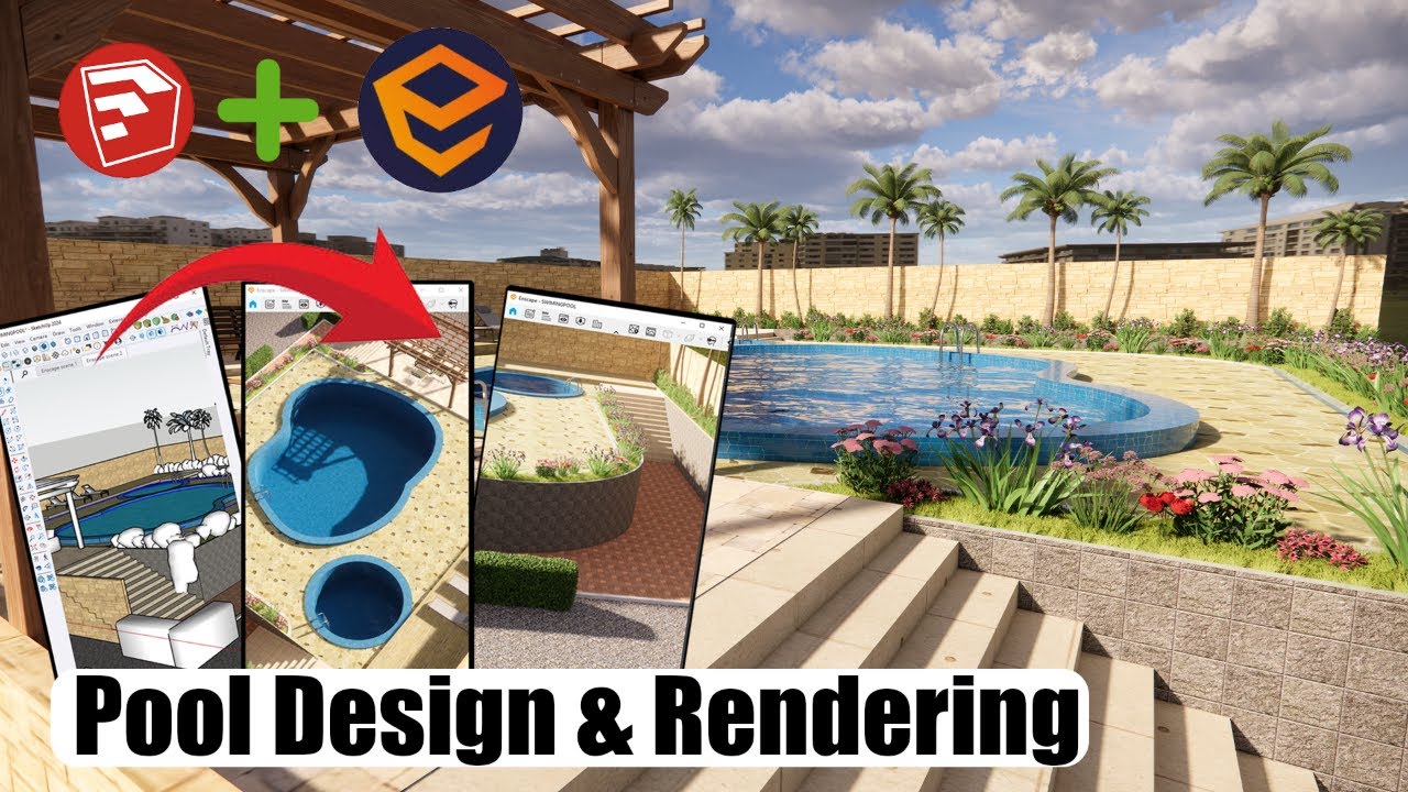 How to Design a Swimming Pool in SketchUp | Realistic Rendering with Enscape  | SketchUp Design