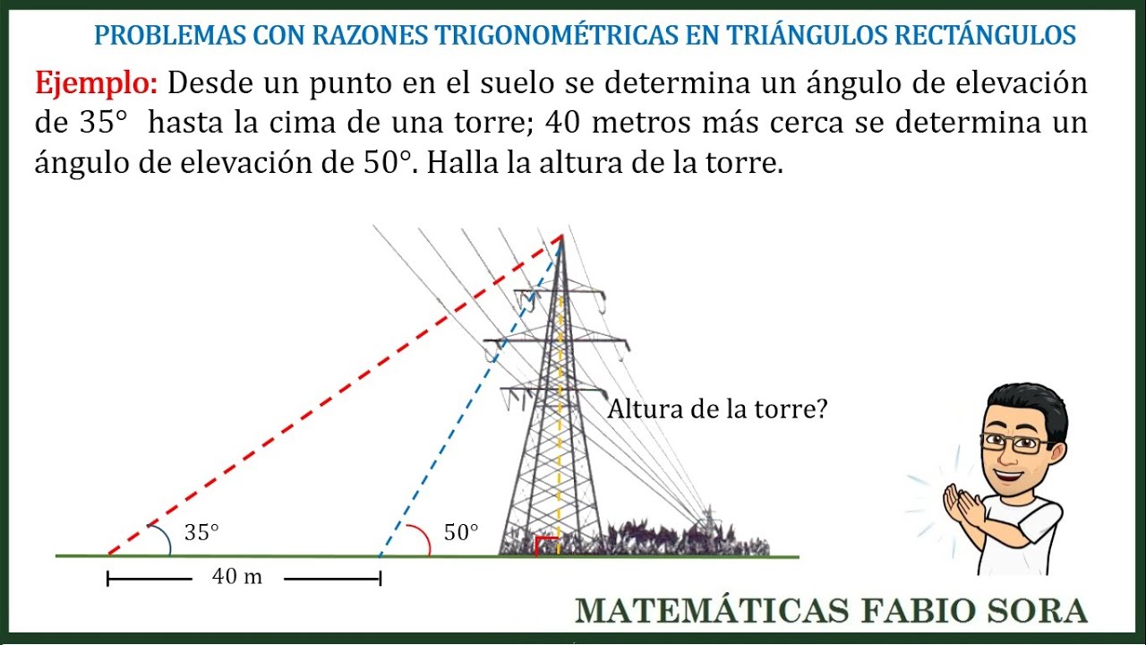 Problemas con razones trigonométricas en triángulos rectángulos. Ejercicio 3.