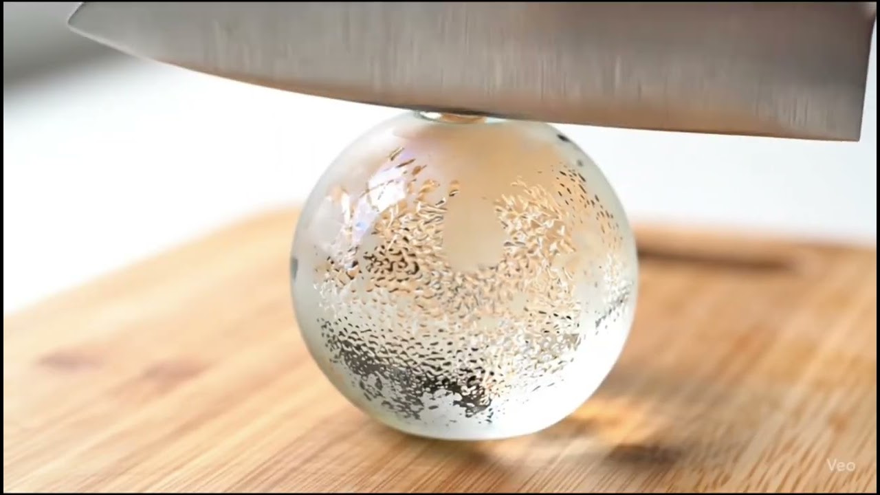 Transparent ASMR Glass fruit cutting 