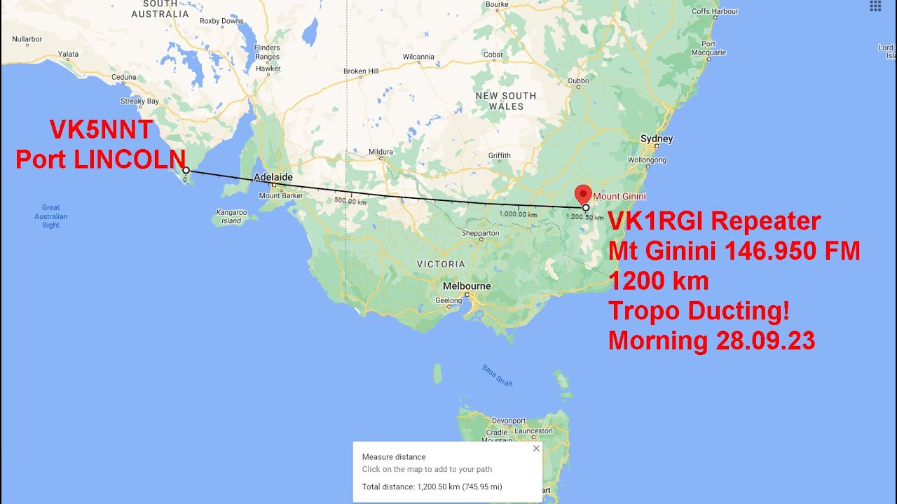 Port Lincoln to Mt Ginini 1200 km Repeater Contact, 28.09.23