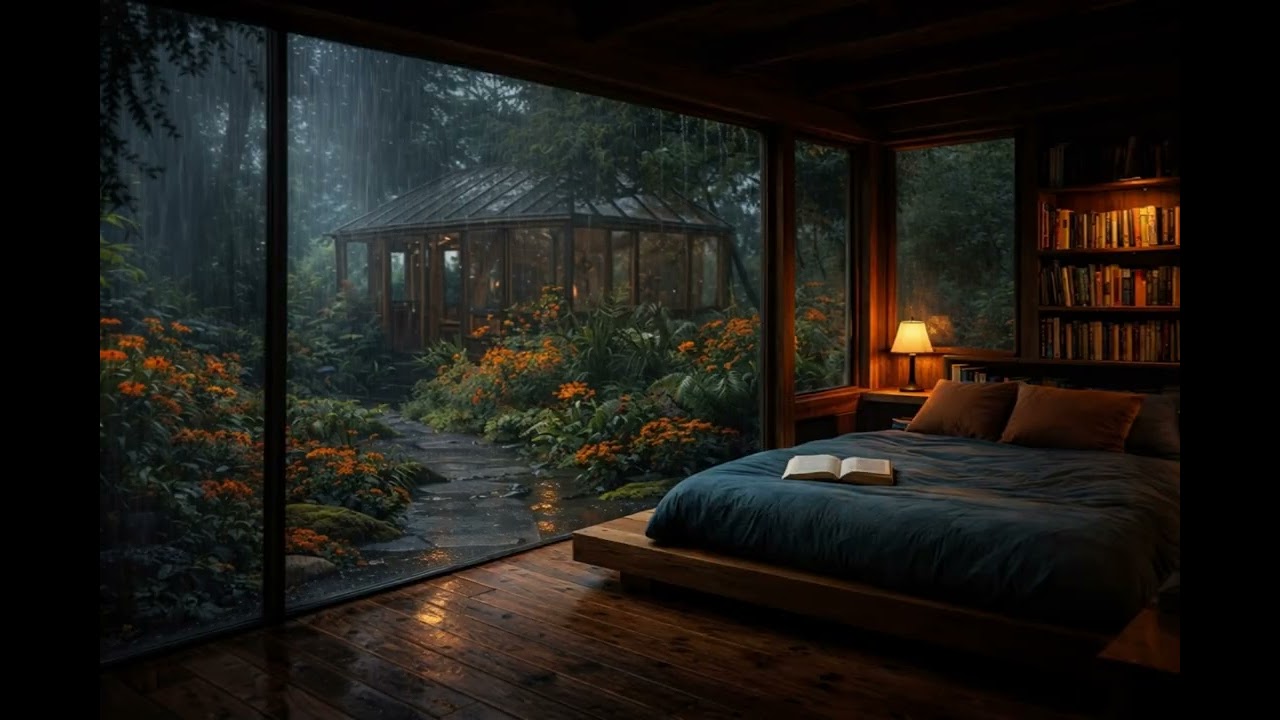 Gentle Rain in a Quiet Library 🌧️ Relax, Calm & Study Ambience