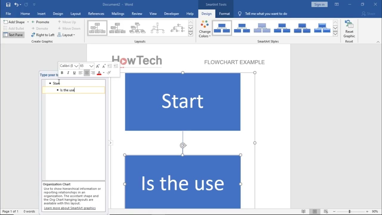 Word SmartArt: How to Create a Flowchart