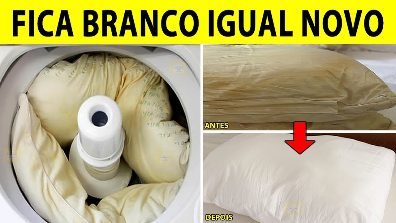 Minha Tia Me Ensinou Esse Truque Para Lavar TRAVESSEIRO SUJO Em Casa. Fica BRANCO Igual Novo