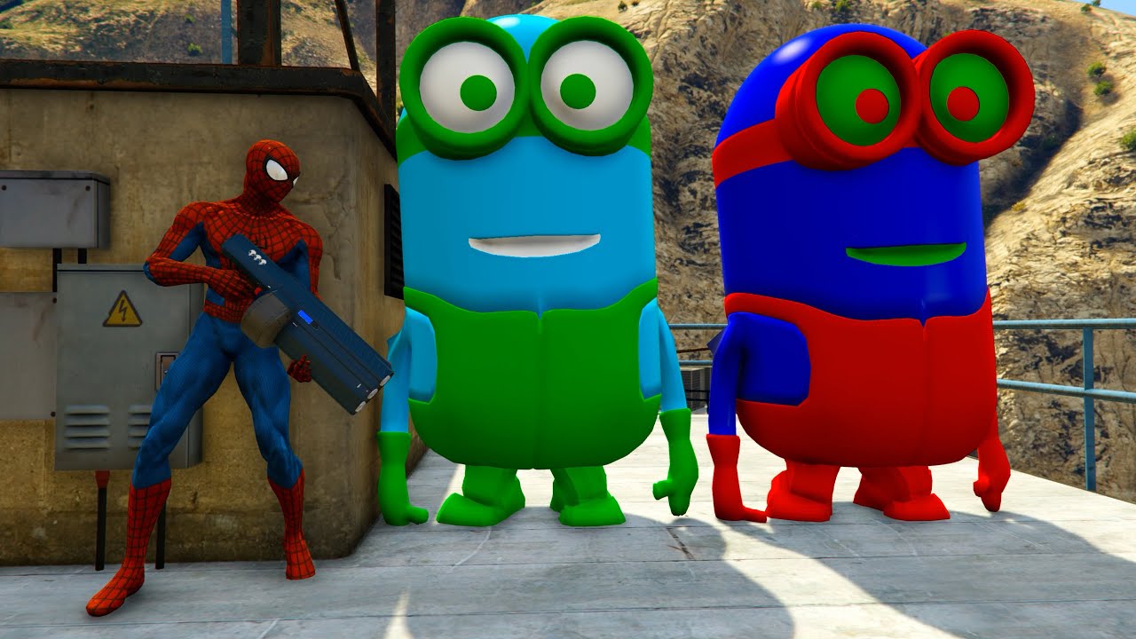 GTA 5 Funny Ragdoll Spiderman vs Blue Minion Epic Episode #4