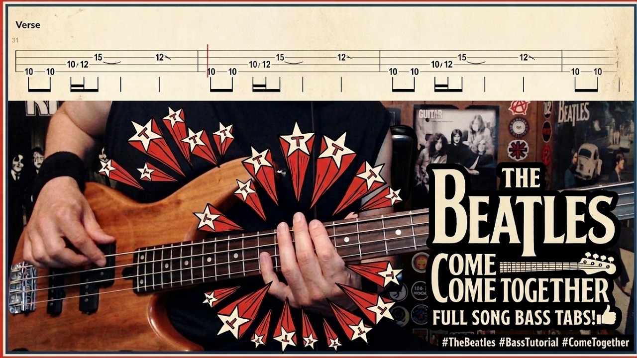 Come Together by The Beatles - Bass Cover with Tabs Play-Along