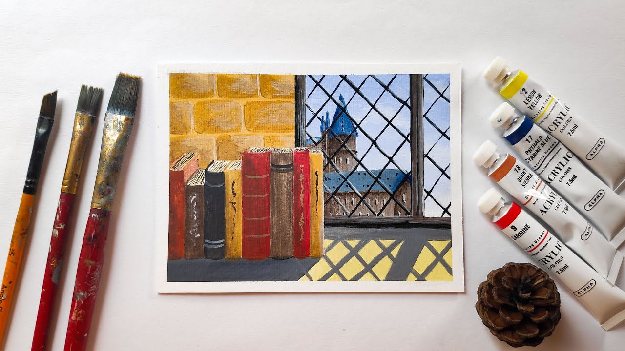 Hogwarts Classroom View #60 / Acrylic Painting for Beginners / Step by Step / Harry Potter