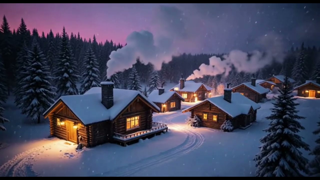 12 HOURS of Snowy Village Ambiance ❄️ | Cozy Winter Cabin for Work, Relaxation & Holiday Mood