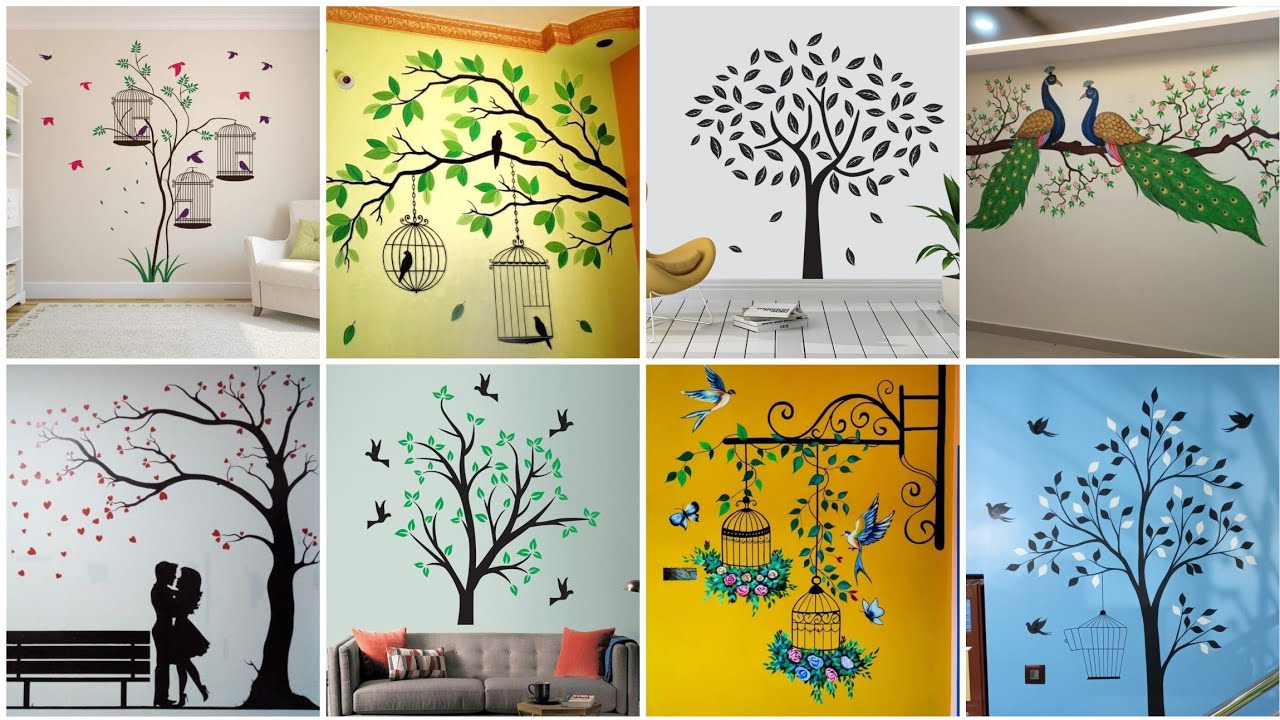 Latest Tree Wall Art painting design ideas 2025 | Wall painting Tree design | Amazing Wall painting