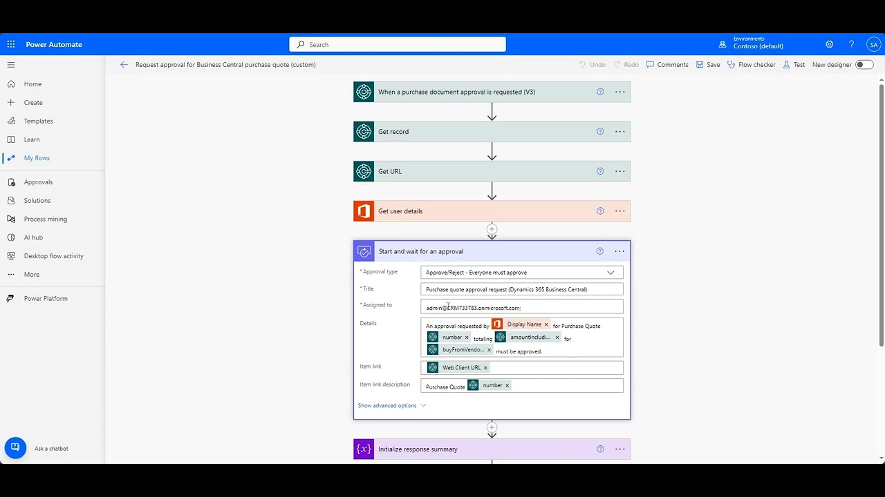 Утверждения с Power Automate в Business Central
