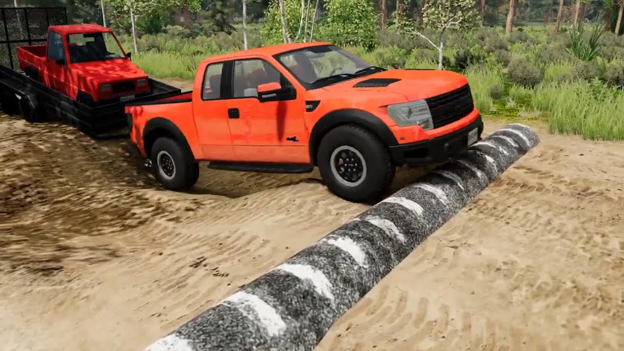 Cars vs Speed bumps vs Potholes vs Suspension bridge vs Unfinished Road - beamng drive #376 live 4