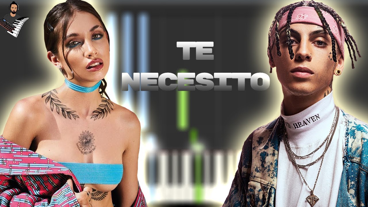 KHEA, Maria Becerra - Te Necesito | Instrumental Piano Tutorial / Partitura / Karaoke / MIDI