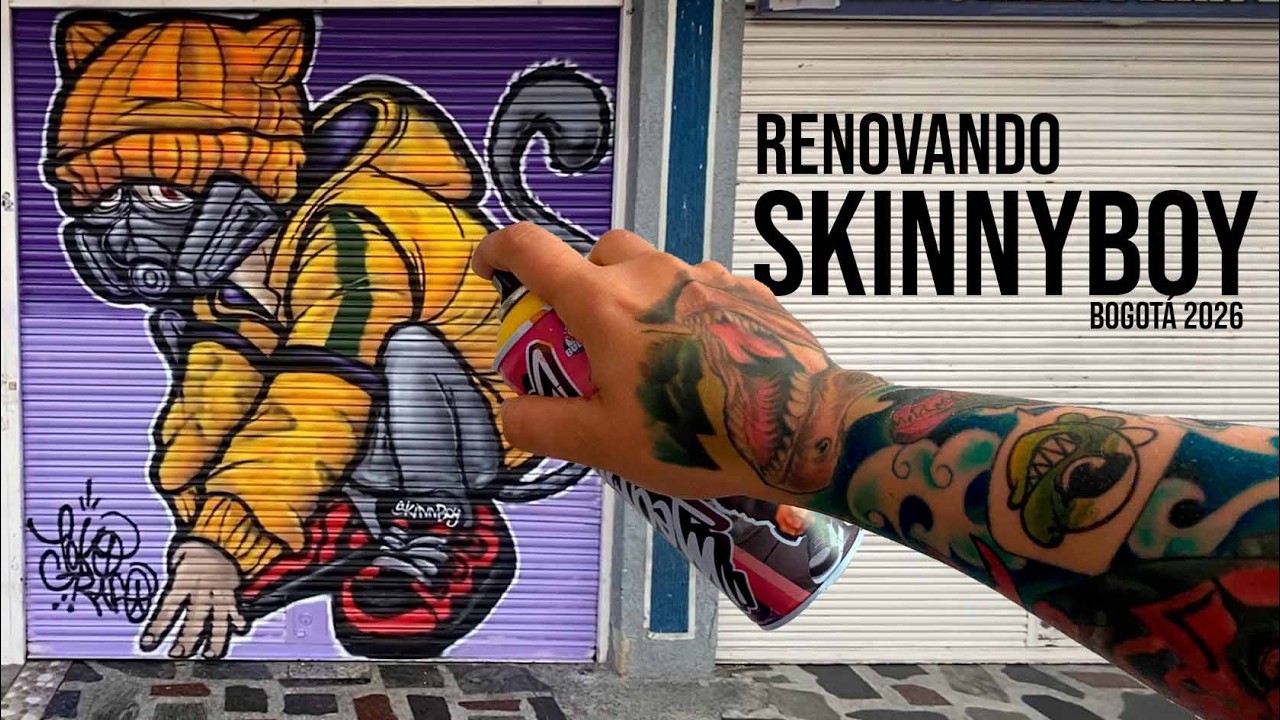Renovando Almacén Físico de @_skinny_boy en Bogotá | Graffiti character sobre reja metálica